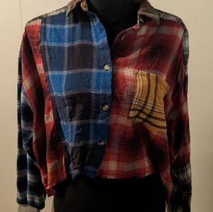 UO XS multicolor crop plaid sweater